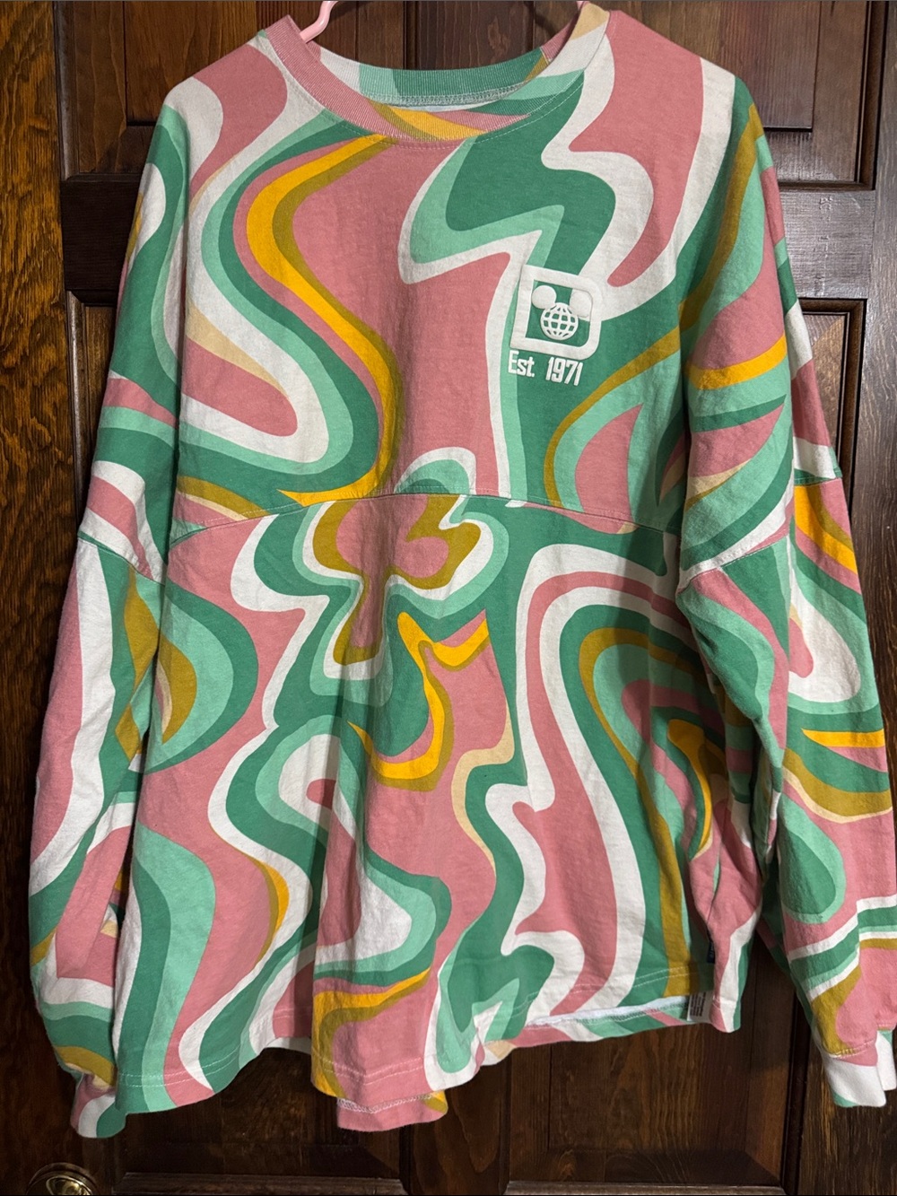 Disney Long Sleeve Swirl Print Top - Pink, Green & Yellow